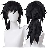 LABEAUTÉ Anime Black Cosplay Wigs for Giyuu Short Wig Halloween Wig Character Wig Cosplay Clothes for Demon Slayer: Kimetsu no Yaiba