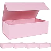LFBOX Pink Gift Box with Magnetic Lids 13.8x8.3x4.4 in, Large Bridesmaid Groomsman Proposal Boxes 5 Pack, Collapsible Rectangle Storage Box