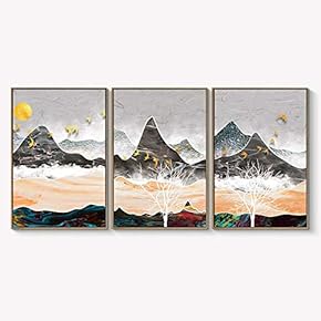 Framed Canvas Wall Art for Living Room, Bedroom Abstract Landscape Dream Place Canvas Prints for Home Decoration Ready to Hanging - 16"x24"x3 Panels