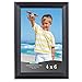 Icona Bay 4x6 Picture Frames (Black, 6 Pack), Beautifully Detailed Molding, Contemporary Picture Frame Set, Wall Mount or Table Top, Inspirations Collection