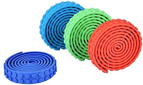 Maxracy 3.2 Feet Block Tape for Lego Bricks Self Adhesive Base Plates Strips Non-toxic Cuttable Reusable Silicone Toy Building Blocks Roll for Kids-4 Colors