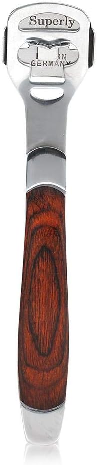 Foot Scraper, 3 Types Multi-function Pedicure Knife Wooden Handle Stainless Steel Dead Skin Remover Foot Scraper, Durable(Foot Scraper + Blade + Dead Skin Rub)