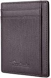 Travelambo RFID Front Pocket Wallet Minimalist Wallet Slim Wallet Genuine Leather (Crosshatch Brown)