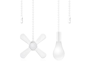 AIIGOU Ceiling Fan Pull Chains (2 Pieces), White, 13.6 Inches Extension, Fit All Standard Ceiling Fans and Light Fixtures Copper, Versatile Use, Modern Design