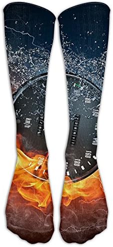 Long Dress Socks Over-the-Calf Tube Compression Socks Fire Stopwatch Training Football Athletic Sports Socks