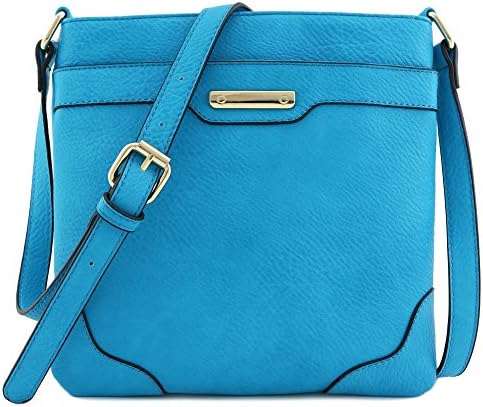 Medium Size Solid Modern Classic Crossbody Bag with Gold Plate