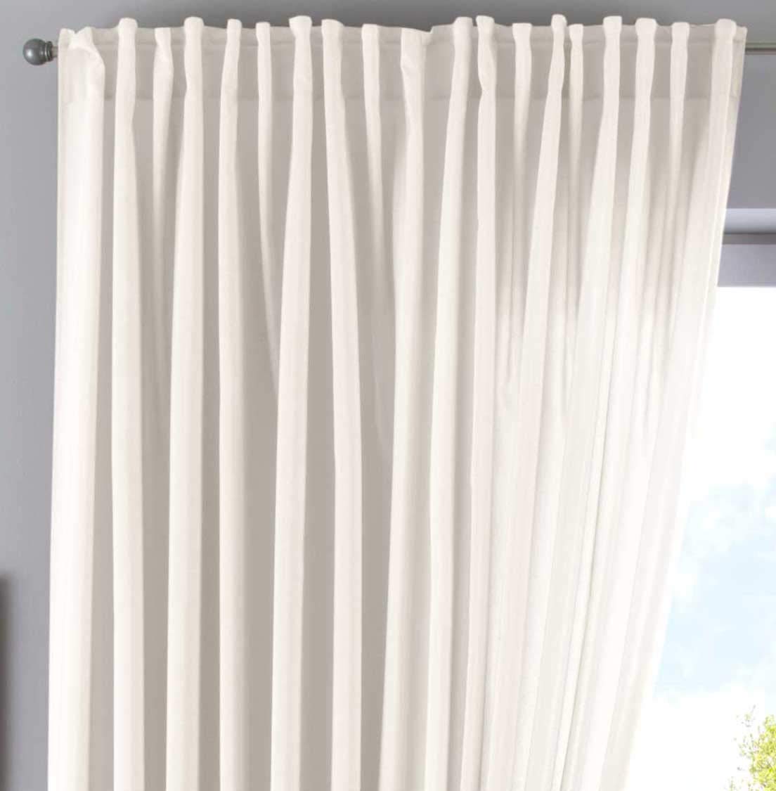 Gardinenbox Cationic Jena 2019037 Concealed Loops 250 x 300 cm Cream Opaque Linen Look Mottled Curtain with Tiebacks
