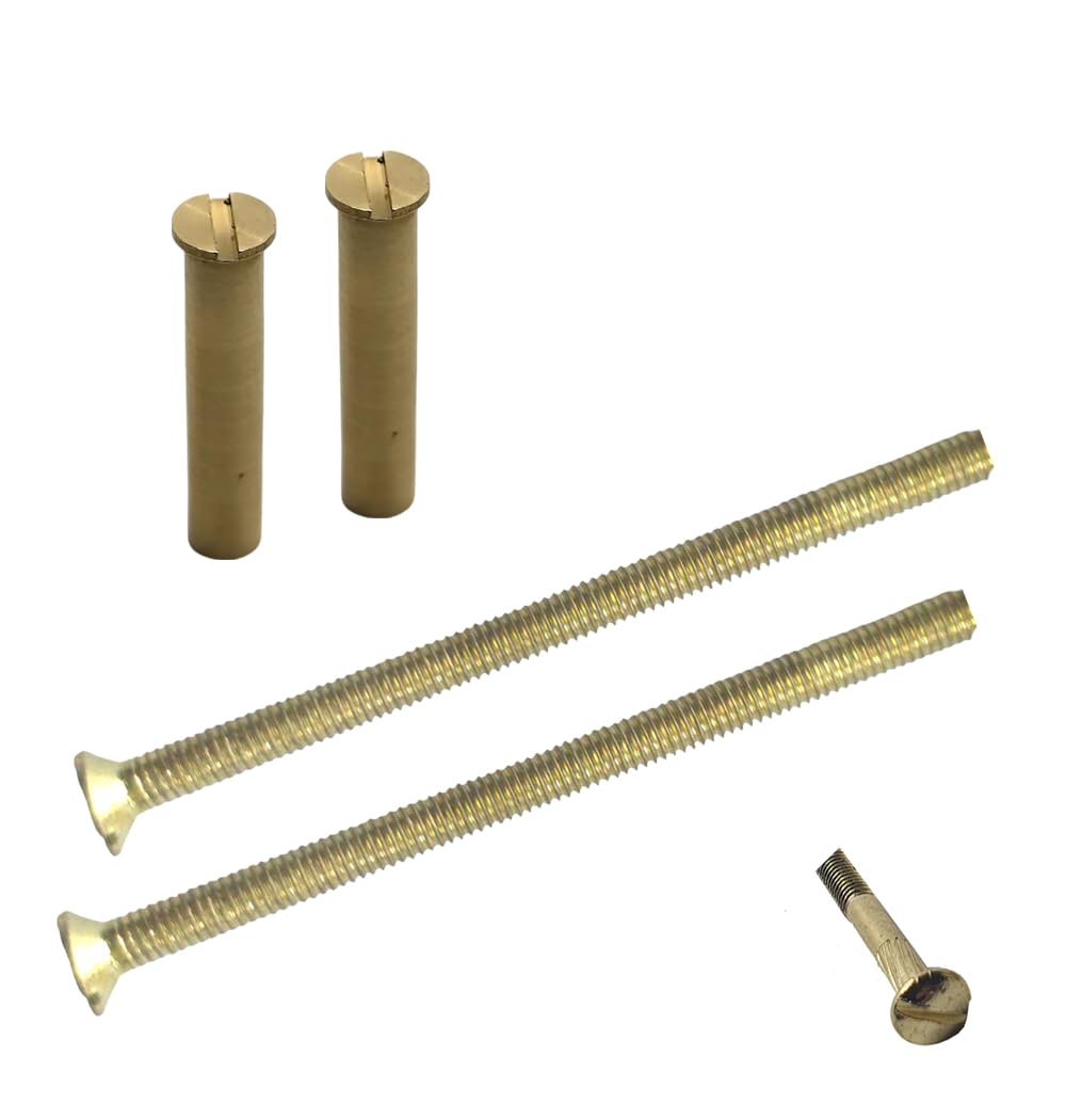 M3 Brass Door Handle Screws with Bolt Connecting Sleeve Male to Female for Door Handle, Knobs Escutcheons and Others Pack of 2