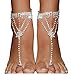 2 Pieces Women's Foot Chain Barefoot Sandals Beach Wedding Jewelry Anklet with Rhinestone Toe Ring