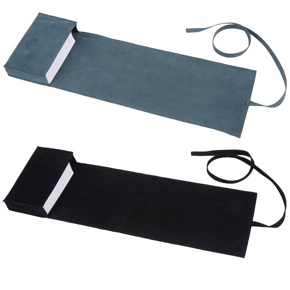 CREATCABIN 2Pcs Tarot Card Holder Tarot Cards Storage Bags Double-Sided Velvet Tarot Card Pouches Tarot Desk Wrap Tarot Carrying Bag for Beginners Witchcraft Supplies Oracle Decks Grey Black 5x1x3Inch