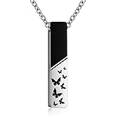 RIPFEVURN Tree of Life/Butterfly/Always with me Urn Necklaces for Ashes for Women Men Bar Stainless Steel Cremation Jewelry Human Ashes Holder Memorial Keepsake Pendant