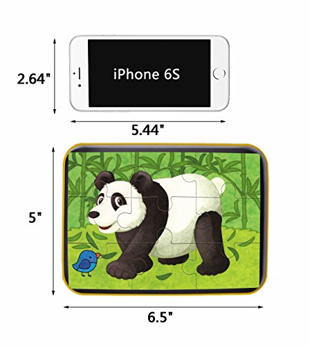 Vileafy Jungle Animal Series Jigsaw Puzzle Sets, 4-Pack 4 Complexities, Best for 3-5 Years Old Babies to Develop Dexterity and Problem Solving, Free Iron Box for Easy Storage, 6 1/2" X 4 1/2"