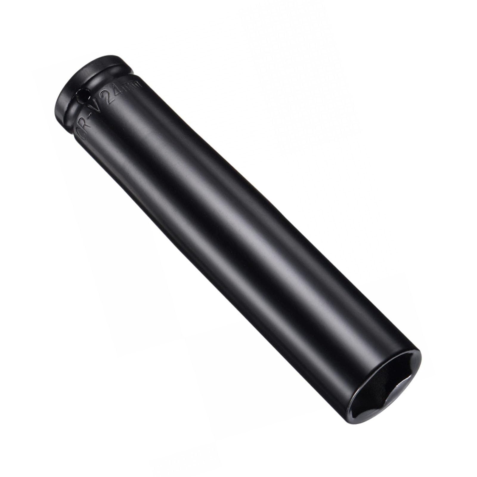 TOP-VIGOR Deep Impact Socket, 1/2 Inch Drive by 24mm Deep Impact Socket, Heat-Treated CR-V Steel 24mm Socket, 1/2 Drive with 150mm Length 6-Point Socket for Car Home Repair