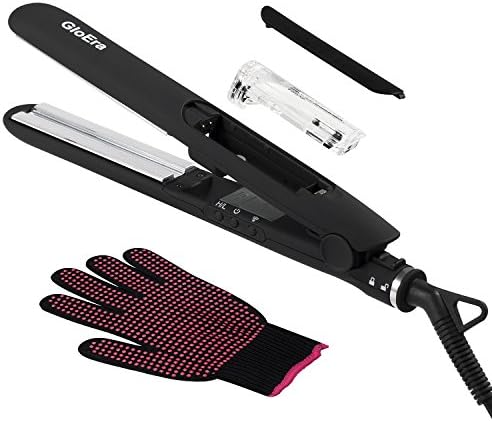 Steam Hair Straightener, GloEra Auto Shut off Adjustable Temperatures Professional Hair Straightening and Curler with Steam Ultrasonic Technology Making your Hair Stay Moisturized (Black)