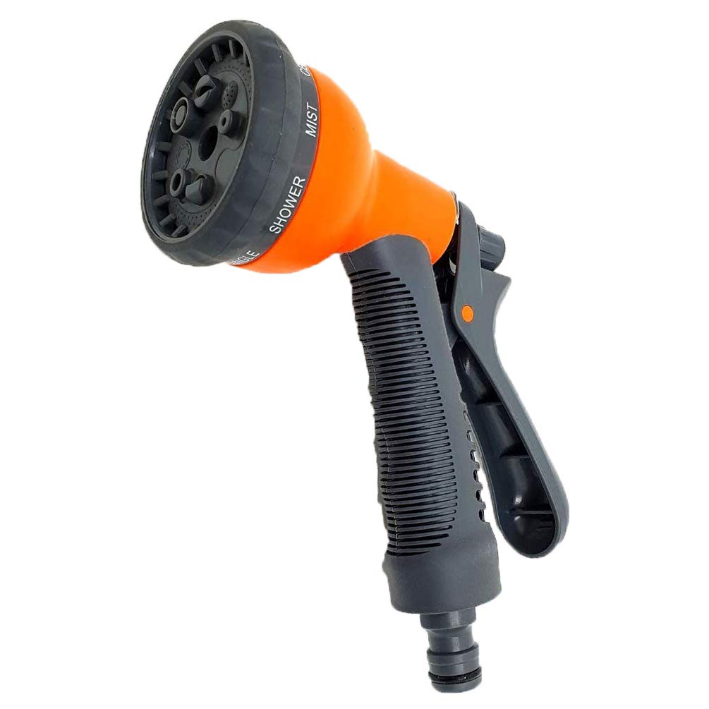 Best Direct Stretch Hose Multi Function 8 Dial Garden Water Spray Nozzle Gun with Ergonomic Rubberised Soft Grip - Snap-On Universal Connector - Soaker-Mist-Full-Flat-Angle-Shower-Cone-Centre