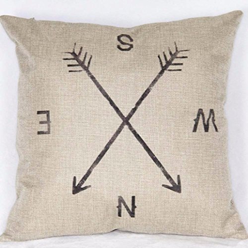 image for Woaills Clearance!!!1PCs Compass Linen Machine-washable Pillow Case Cu