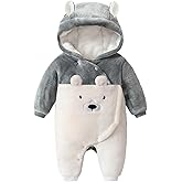 Fairy Baby Newborn Baby Snowsuit Bear Suit Romper Winter Warm Coat Infant Fleece Footie Jumpsuit for Girls Boys 0-18M