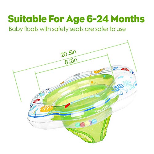 TSYAN Inflatable Baby Swimming Pool Float Ring with Safely Seat Double Airbag Swim Bath Water Toys Beach for Swim Training Kids Toddler Boys Girls Baby (Blue) - Thumbnail 5