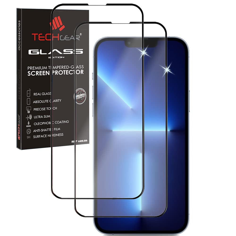TECHGEAR [2 Pack 3D GLASS Edition for iPhone 13 Mini, [FULL Screen Adhesion] & [Full Coverage] Tempered Glass Screen Protectors Guard Cover Compatible with iPhone 13 Mini 5.4"