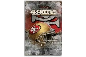 LIJINGJINGGG San Francisco City Sports 49ers Canvas Wall Art Poster American Football Helmet Painting Modern Home Living Room Office Wall Decor Gift (49ers,Canvas Roll 20" x 30")