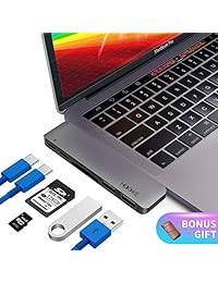 Tesha USB C HUB aluminio Type C Hub Adaptador para 2016 MacBook Pro 13" 15" 40 GBS Thunderbolt 3, Pass through, SD lector de tarjetas micro de carga y 2 puertos USB 3.0, Gris espacial