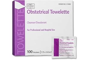PDI Hygea Obstetrical Towelette, Postpartum Care, Feminine Personal Cleansing Wipe, With Benzalkonium Chloride, Individually Wrapped, 100 Wipes Per Box