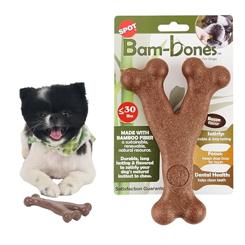 SPOT Bam-Bones Wishbone Dog Chew Toy, Bamboo Fiber Blend, Non-Splintering Durab…