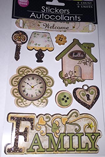 Bling Glitter LIFE Butterfly Flower Birds Pink Green Embellishment Stickers Handmade 9 Ct