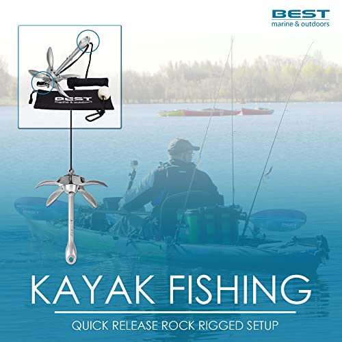 Best Marine Boat Anchor 3.5 Pound Kayak Anchor Kit Folding Anchor System for SUP Paddle