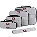 Premium Ultralight Compression Packing Cubes for Travel - Bag Factor Luggage Organizer Set (Grey - 5 Set)