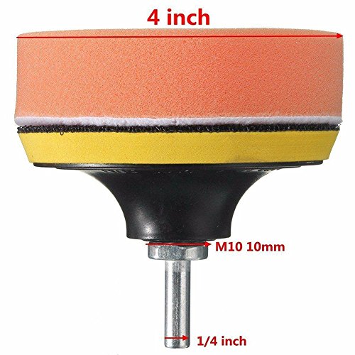Cxtiy Car Polishing Buffer Pad Set 5 Pcs 4'' Wool Polish Waxing Pad with Velcro Wheel and M10 Drill Adapter for Car Glass Ceramic Stone (4inch 5pcs)