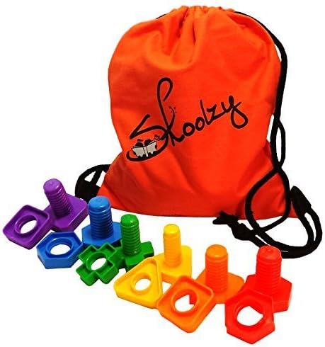 Jumbo Nuts and Bolts Set with Backpack - 24 pc - Occupational Therapy - Matching Fine Motor Toy for Toddlers Preschoolers by Skoolzy