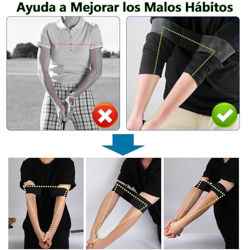 ILRFHSDBN Grip Trainer Golf con Banda de Swing de Golf para Brazo, Accesorios de Golf para Practicar Postura Correcta y Mejorar el Swing, Golf Grip Training Aid Adecuados para Principiantes