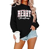 CQF Women Christmas Sweatshirts Merry Christmas Long Sleeve Shirts Girly Aesthetic Xmas Holiday Pullover Blouse