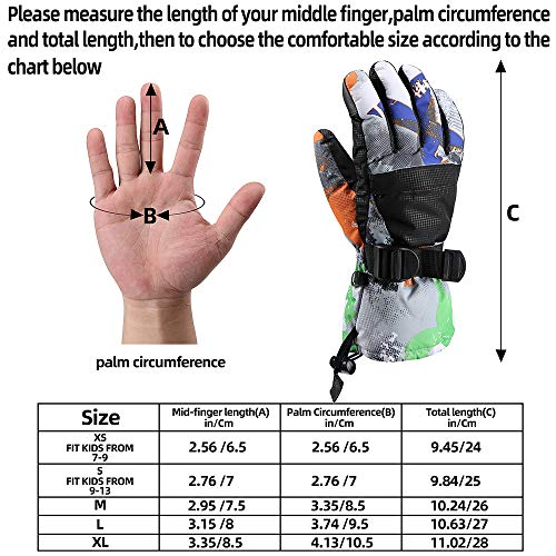 Ski Gloves, Winter Warmest Waterproof and Breathable Snow Gloves for Mens,Womens,ladies and Kids Skiing,Snowboarding (Gray, M)