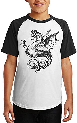 Dragon Unisex Youth Teenager Raglan T Shirts Black L