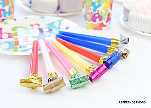FiveSeasonStuff 20 Pcs 5.1'' (13cm) Birthday Party Musical Blowouts (Princess)/Blowers/Noisemakers/Whistles, Assorted Colour, Birthday Party Favors Supplies