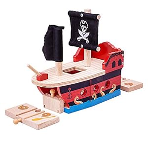 Image of Bigjigs Rail Wooden Pirate Galleon - Other Major Wood Rail Brands are Compatible