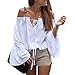 Women's Off Shoulder Top Long Sleeve Strapless Casual Loose Blouse(M)