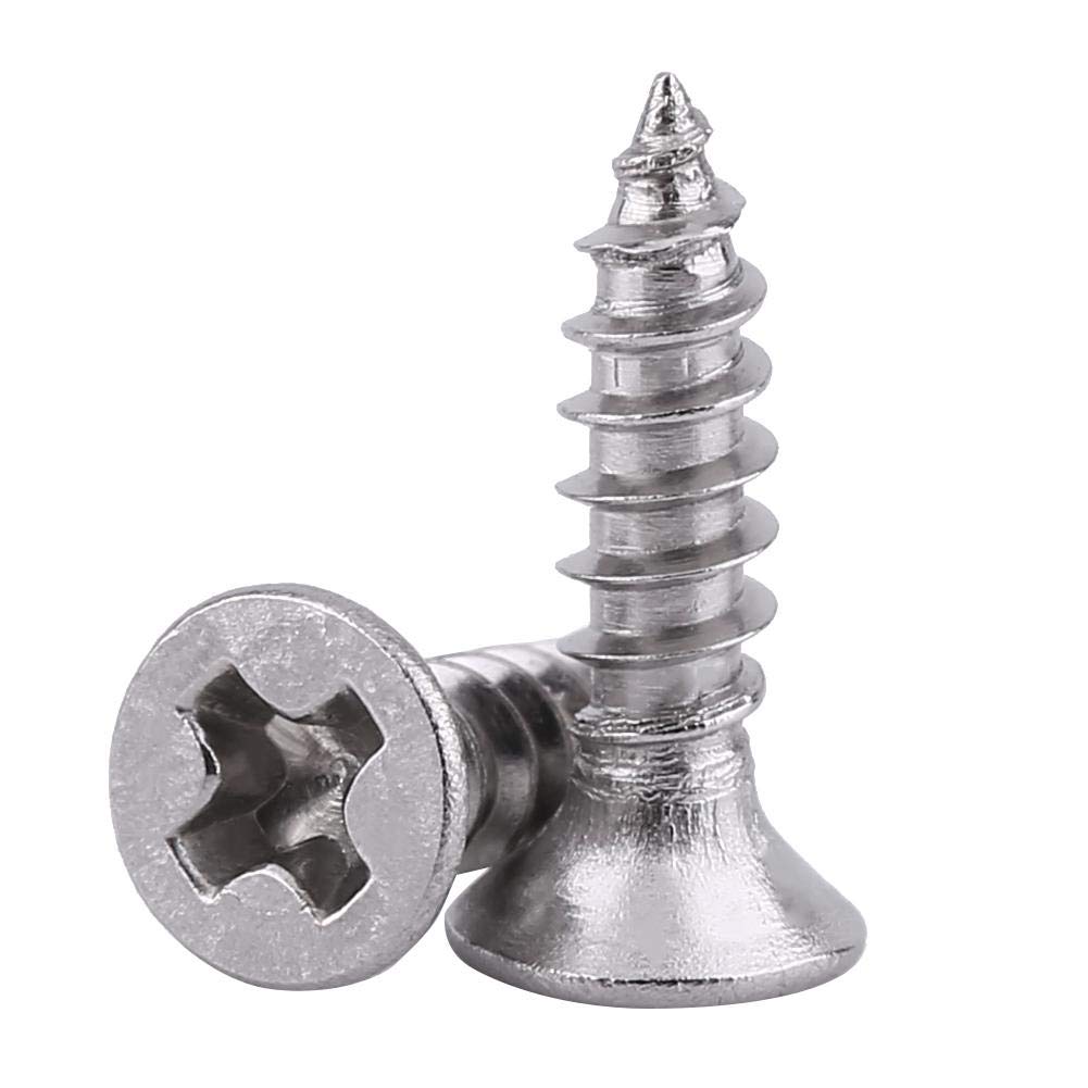 M3 Screws Kit, 200pcs 304 Stainless Steel M3*6/8/10/12/16/20/25/30 Self-tapping Screw Pan/Flat/Truss Head Fastener Tool Assortment Kit(Flat head)