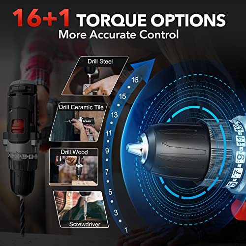 SCANS Cordless Drill Driver, 20V Electric Power Drill Kit, 354 In-lb Torque, Variable Speed, 3/8