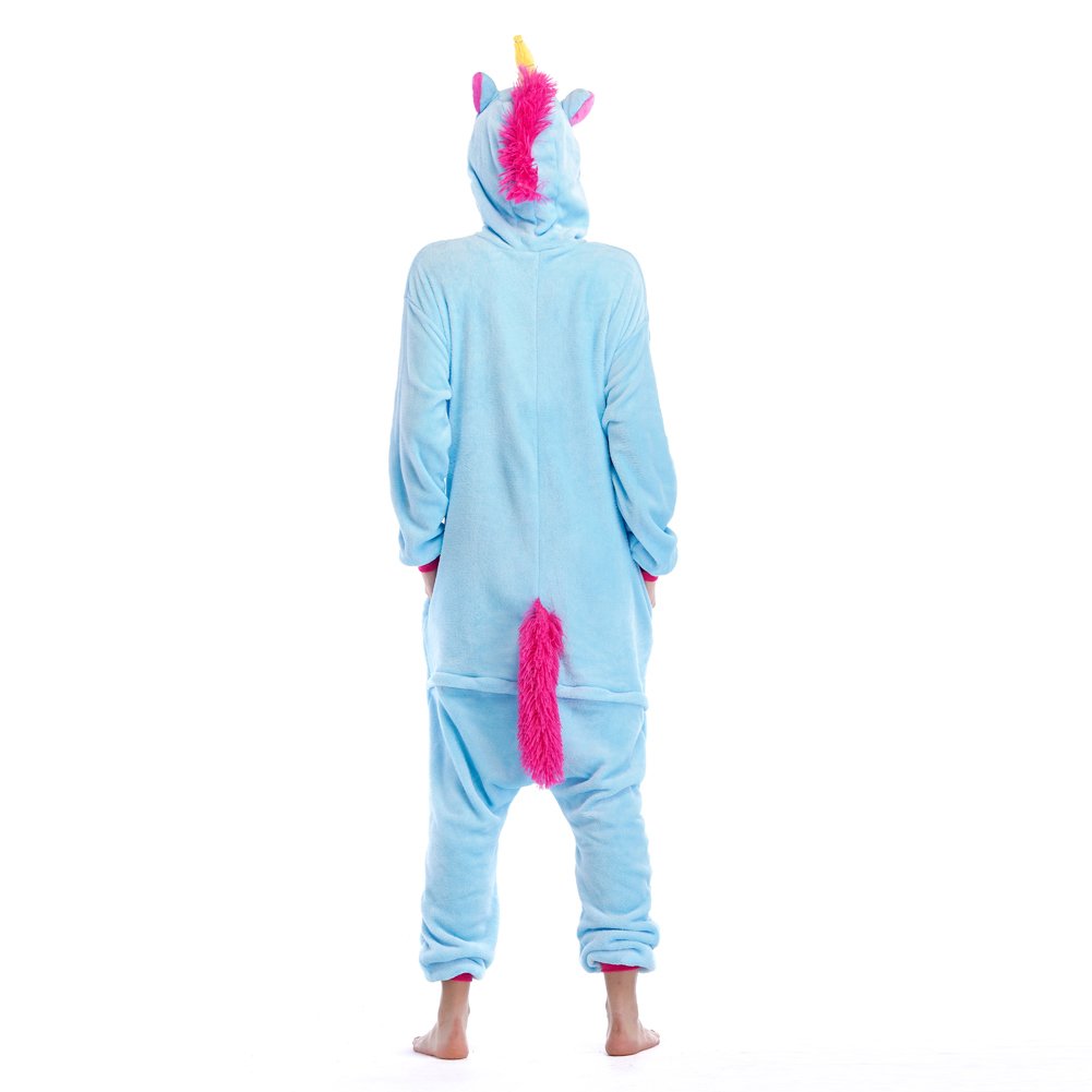Niulun Adult Animal Pajamas, Unisex Unicorn Animal Costume Cosplay Loungewear Sleepwear Outfit For Men Women Teens-Blue (XL)