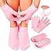 Gel Moisturizing Spa Gloves and Socks for Dry Feet - Fast Cracked Heel Repair And Simple Foot Skin Care with these Gel Foot Sleeves for Women and Men by EHOLIFE (2 Pairs) (pink)