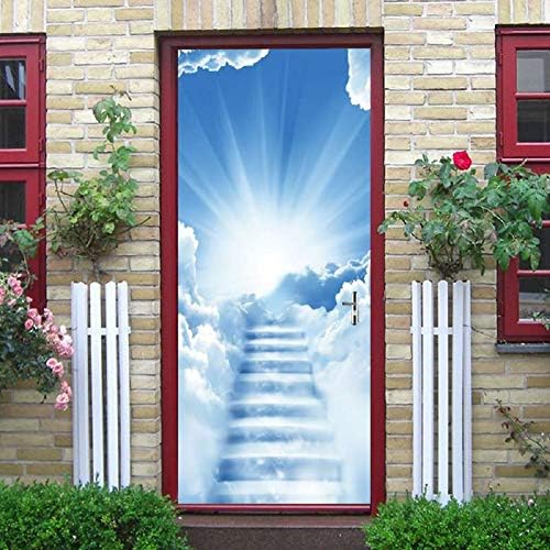 XCGZ Wall Stickers 3D Standing Ladder Smoke Diy 3D Door Stickers Pvc Material Waterproof Doors Poster Wall Decal Sticker For Living Room 2018 New