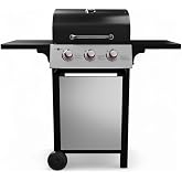 GasOne GP-1030S One 3 Burner Stainless Steel&ndash; Outdoor Cabinet Style with Wheels-High-Temperature Paint Coating Gas BBQ Grill &ndash; Elegant and Luxurious Design, Black