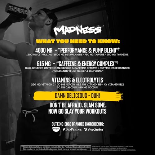 MUTANT MADNESS | Ultra-Concentrated Pre-Workout Supplement | 360mg Caffeine, 4g Pump & Performance Blend, Beta-Alanine, Energy & Focus| 30 serve | 270g | Fruit Punch