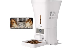 SKYMEE 12L 5G WiFi Aautomatic Dog Feeder Large Breed & Automatic cat feeders 1080P Full HD Pet Camera Treat Dispenser Food Dispenser