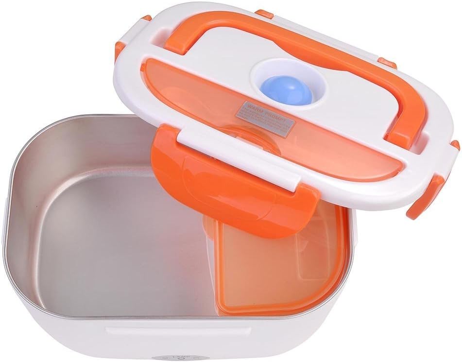 110V 40W 1.5L Electric Heating Lunch Storage Box Bento Portable Food Container Heater 9 3/10" x 6 3/5" x 4 1/5" Orange for Officer Student Patient Worker