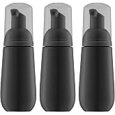 Owlyee 2oz Foam Bottle, Empty Travel Foaming Pump Dispenser for Hand Soap, Lash Cleanser, Shampoo (3PCS, Black)