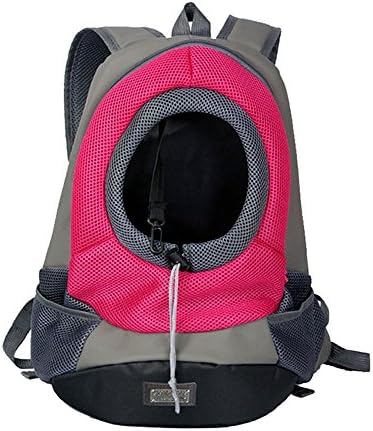Surblue Portable Dog Backpack Front Pack Mesh Pouch for Puppy Cat Pet Carrier for Bike Hiking Outdoor Adjustable Shoulder Strap Rose Red